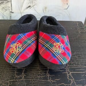 Ralph Lauren Dark Gray Plush Slippers